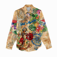 Sint Maarten Women Casual Shirt Geographic Coordinate Anchor - Turlte Tropical