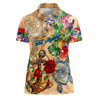 Sint Maarten Women Polo Shirt Geographic Coordinate Anchor - Turlte Tropical