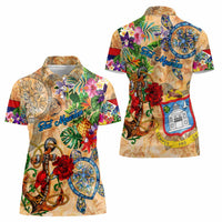 Sint Maarten Women Polo Shirt Geographic Coordinate Anchor - Turlte Tropical