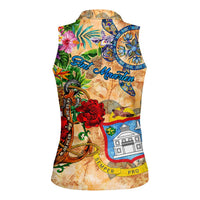 Sint Maarten Women Sleeveless Polo Shirt Geographic Coordinate Anchor - Turlte Tropical