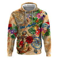Sint Maarten Zip Hoodie Geographic Coordinate Anchor - Turlte Tropical