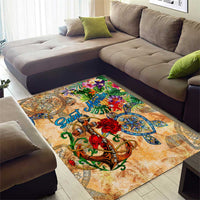 Saint Martin Area Rug Geographic Coordinate Anchor - Turlte Tropical