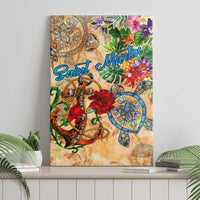 Saint Martin Canvas Wall Art Geographic Coordinate Anchor - Turlte Tropical