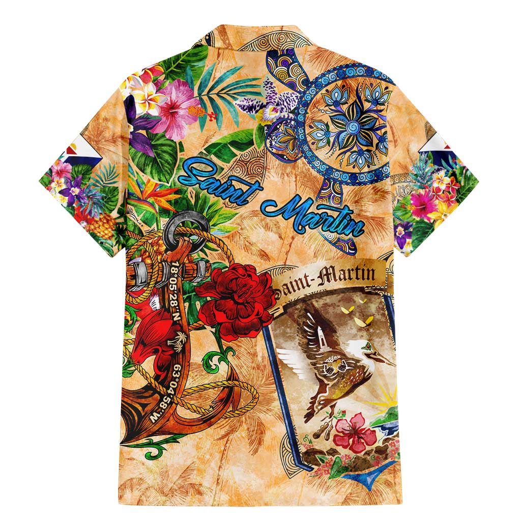 Saint Martin Family Matching Mermaid Dress and Hawaiian Shirt Geographic Coordinate Anchor - Turlte Tropical