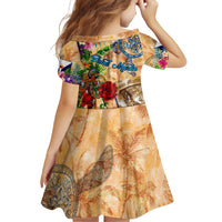 Saint Martin Family Matching Off Shoulder Short Dress and Hawaiian Shirt Geographic Coordinate Anchor - Turlte Tropical