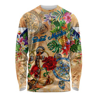 Saint Martin Long Sleeve Shirt Geographic Coordinate Anchor - Turlte Tropical