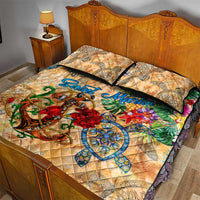 Saint Martin Quilt Bed Set Geographic Coordinate Anchor - Turlte Tropical