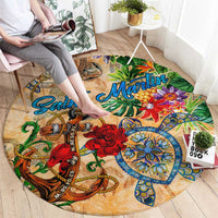 Saint Martin Round Carpet Geographic Coordinate Anchor - Turlte Tropical