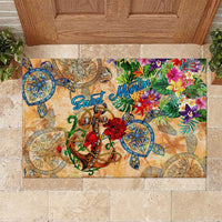 Saint Martin Rubber Doormat Geographic Coordinate Anchor - Turlte Tropical