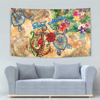 Saint Martin Tapestry Geographic Coordinate Anchor - Turlte Tropical