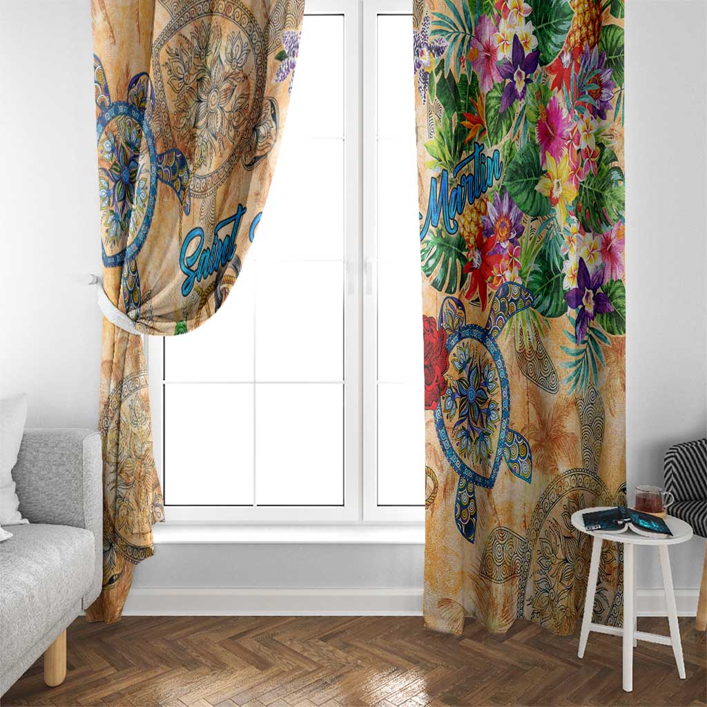 Saint Martin Window Curtain Geographic Coordinate Anchor - Turlte Tropical