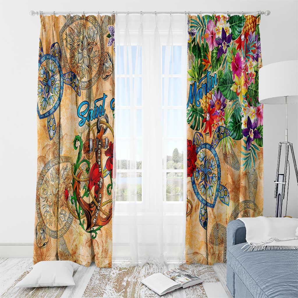 Saint Martin Window Curtain Geographic Coordinate Anchor - Turlte Tropical