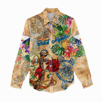 Saint Martin Women Casual Shirt Geographic Coordinate Anchor - Turlte Tropical