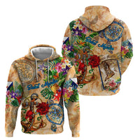 Saint Martin Zip Hoodie Geographic Coordinate Anchor - Turlte Tropical