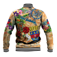 Saint Barthelemy Baseball Jacket Geographic Coordinate Anchor - Turlte Tropical