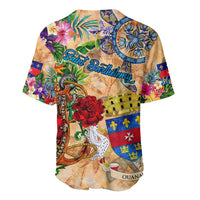 Saint Barthelemy Baseball Jersey Geographic Coordinate Anchor - Turlte Tropical