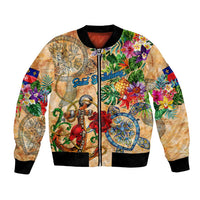 Saint Barthelemy Bomber Jacket Geographic Coordinate Anchor - Turlte Tropical