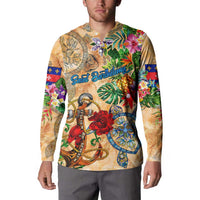 Saint Barthelemy Button Sweatshirt Geographic Coordinate Anchor - Turlte Tropical