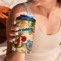 Saint Barthelemy 4 in 1 Can Cooler Tumbler Geographic Coordinate Anchor - Turlte Tropical