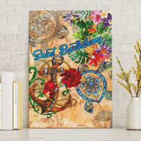 Saint Barthelemy Canvas Wall Art Geographic Coordinate Anchor - Turlte Tropical