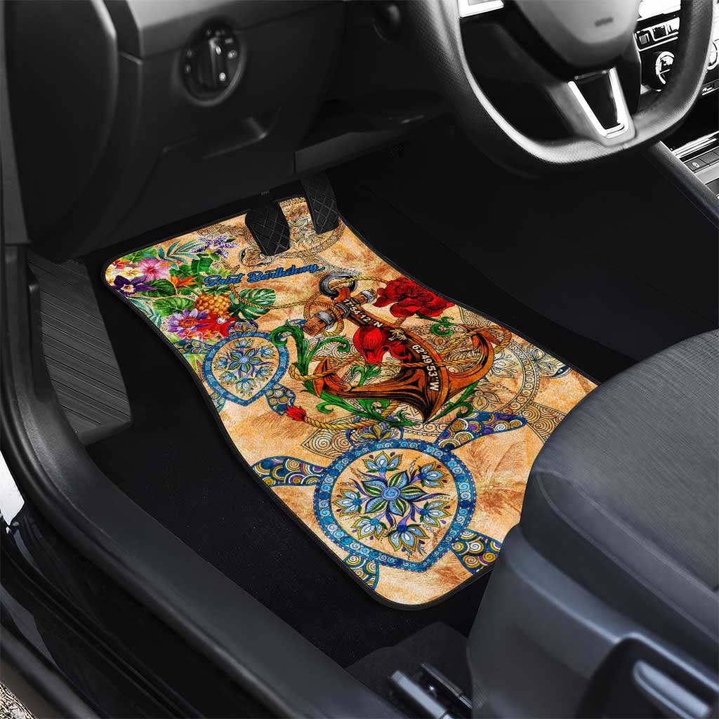 Saint Barthelemy Car Mats Geographic Coordinate Anchor - Turlte Tropical