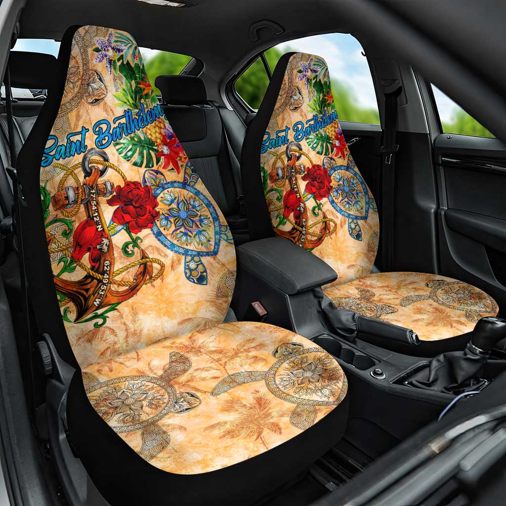 Saint Barthelemy Car Seat Cover Geographic Coordinate Anchor - Turlte Tropical