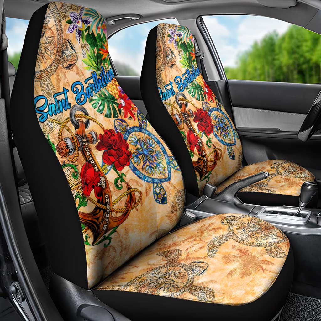 Saint Barthelemy Car Seat Cover Geographic Coordinate Anchor - Turlte Tropical