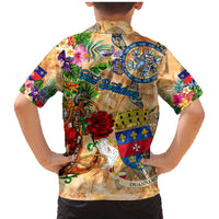 Saint Barthelemy Family Matching Mermaid Dress and Hawaiian Shirt Geographic Coordinate Anchor - Turlte Tropical