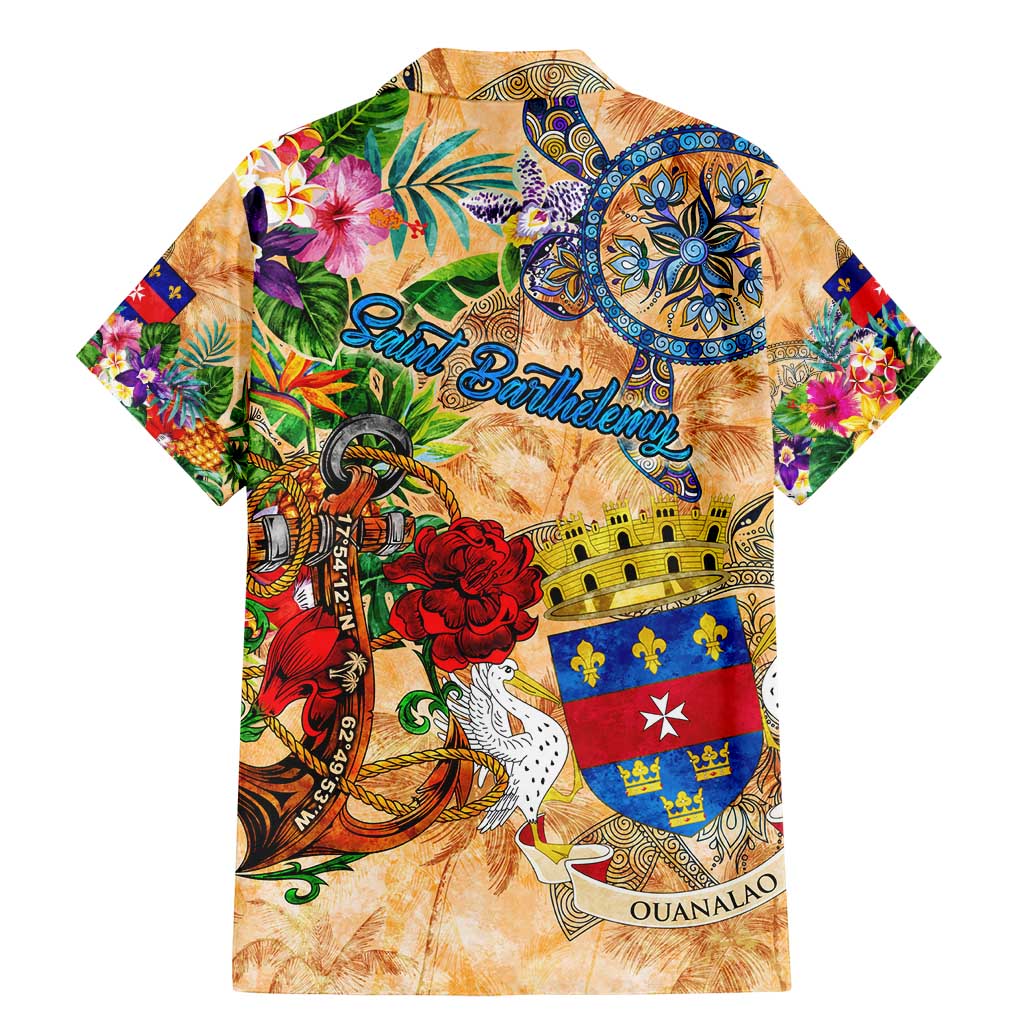 Saint Barthelemy Family Matching Mermaid Dress and Hawaiian Shirt Geographic Coordinate Anchor - Turlte Tropical