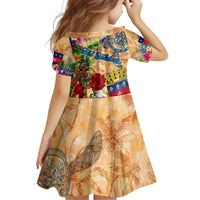 Saint Barthelemy Family Matching Short Sleeve Bodycon Dress and Hawaiian Shirt Geographic Coordinate Anchor - Turlte Tropical