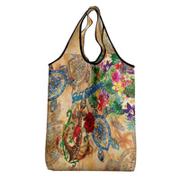 Saint Barthelemy Grocery Bag Geographic Coordinate Anchor - Turlte Tropical