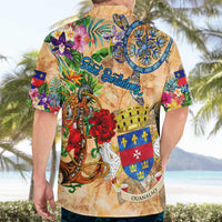 Saint Barthelemy Hawaiian Shirt Geographic Coordinate Anchor - Turlte Tropical