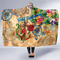 Saint Barthelemy Hooded Blanket Geographic Coordinate Anchor - Turlte Tropical