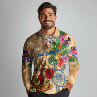 Saint Barthelemy Long Sleeve Polo Shirt Geographic Coordinate Anchor - Turlte Tropical