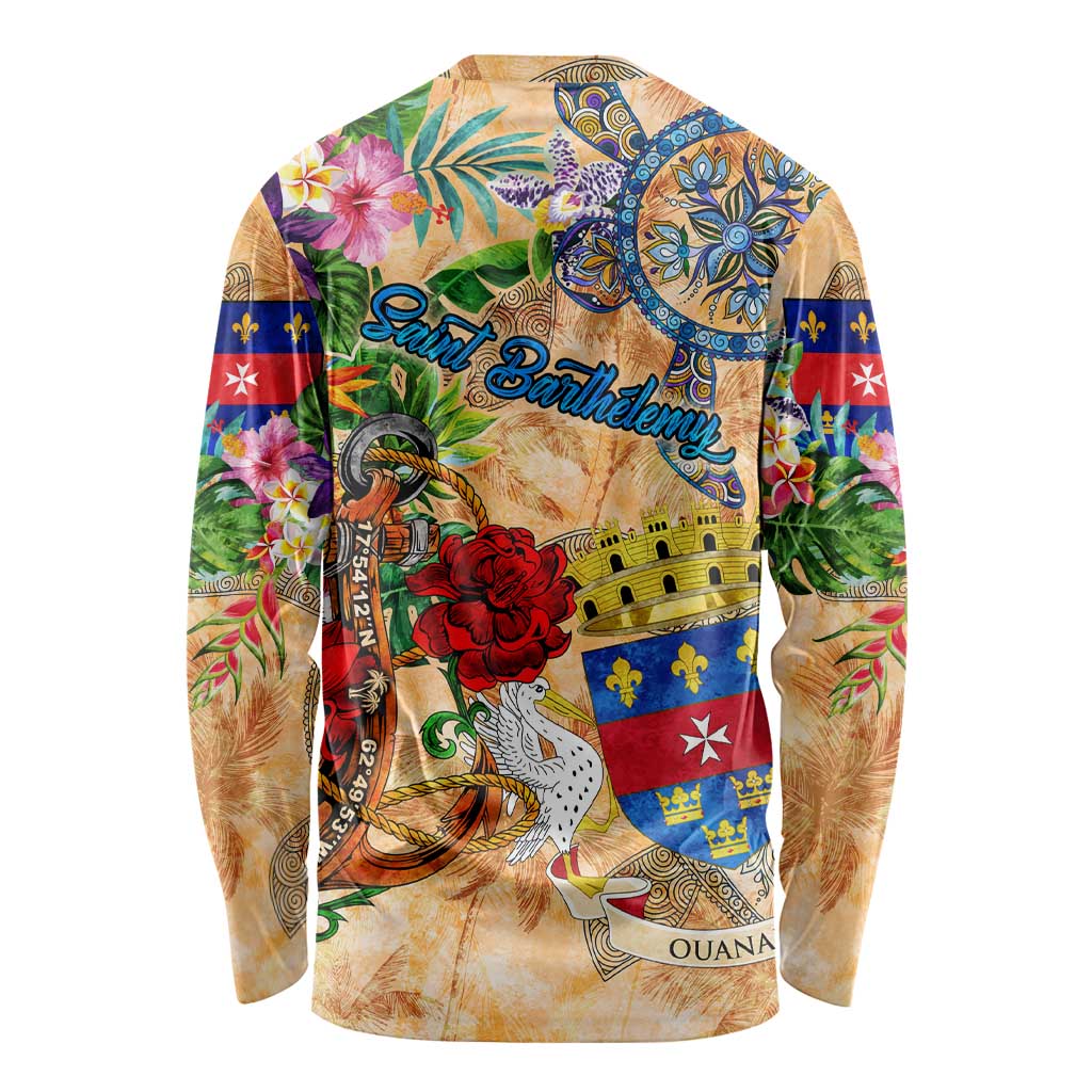 Saint Barthelemy Long Sleeve Shirt Geographic Coordinate Anchor - Turlte Tropical