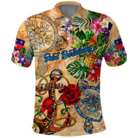 Saint Barthelemy Polo Shirt Geographic Coordinate Anchor - Turlte Tropical