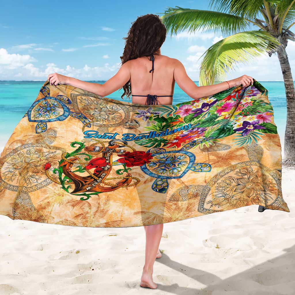 Saint Barthelemy Sarong Geographic Coordinate Anchor - Turlte Tropical