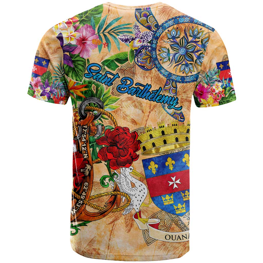 Saint Barthelemy T Shirt Geographic Coordinate Anchor - Turlte Tropical