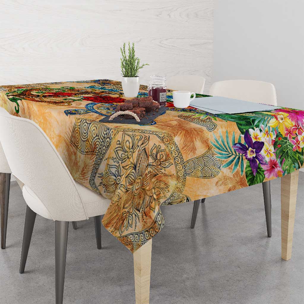 Saint Barthelemy Tablecloth Geographic Coordinate Anchor - Turlte Tropical