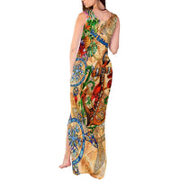 Saint Barthelemy Tank Maxi Dress Geographic Coordinate Anchor - Turlte Tropical