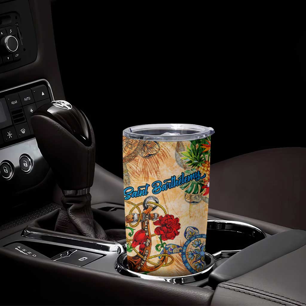 Saint Barthelemy Tumbler Cup Geographic Coordinate Anchor - Turlte Tropical