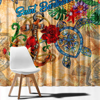 Saint Barthelemy Window Curtain Geographic Coordinate Anchor - Turlte Tropical