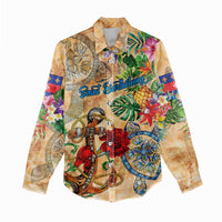 Saint Barthelemy Women Casual Shirt Geographic Coordinate Anchor - Turlte Tropical