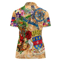 Saint Barthelemy Women Polo Shirt Geographic Coordinate Anchor - Turlte Tropical