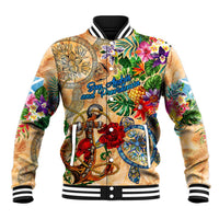 San Andrés and Providencia Baseball Jacket Geographic Coordinate Anchor - Turlte Tropical