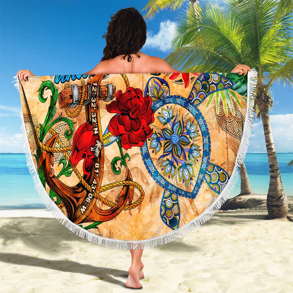 San Andrés and Providencia Beach Blanket Geographic Coordinate Anchor - Turlte Tropical