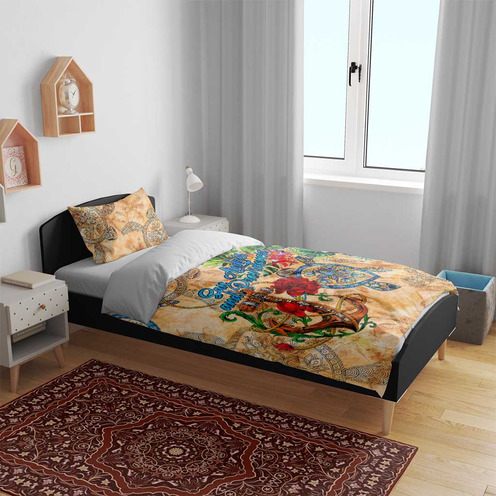 San Andrés and Providencia Bedding Set Geographic Coordinate Anchor - Turlte Tropical