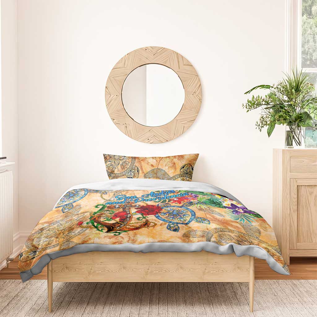 San Andrés and Providencia Bedding Set Geographic Coordinate Anchor - Turlte Tropical