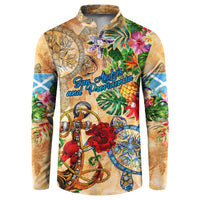 San Andrés and Providencia Button Sweatshirt Geographic Coordinate Anchor - Turlte Tropical