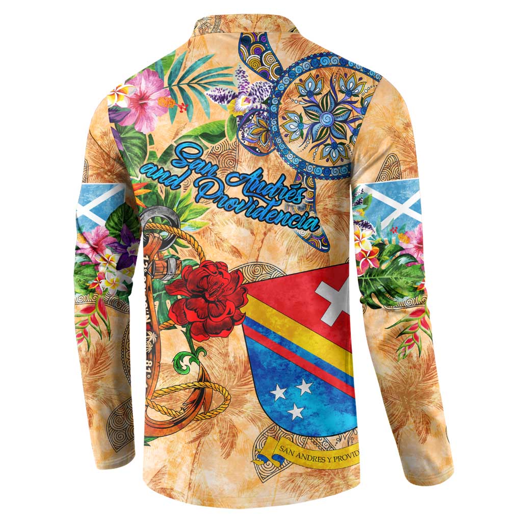 San Andrés and Providencia Button Sweatshirt Geographic Coordinate Anchor - Turlte Tropical